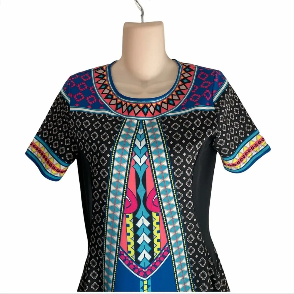 Flying Tomato Brilliant Color Geo Print Swing Dress size Small - Image 4