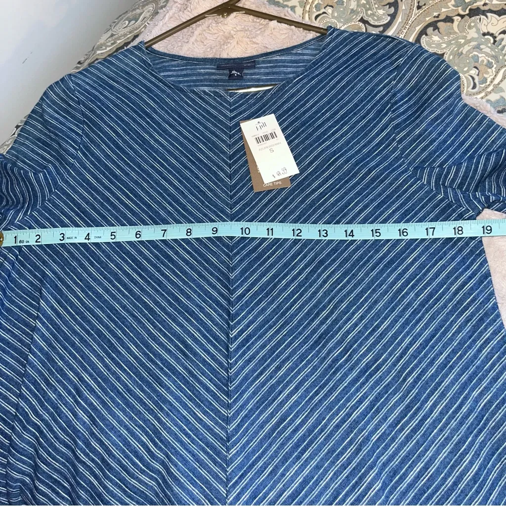 NWT J. Jill Blue Striped 3/4 Sleeve Blouse - Image 4