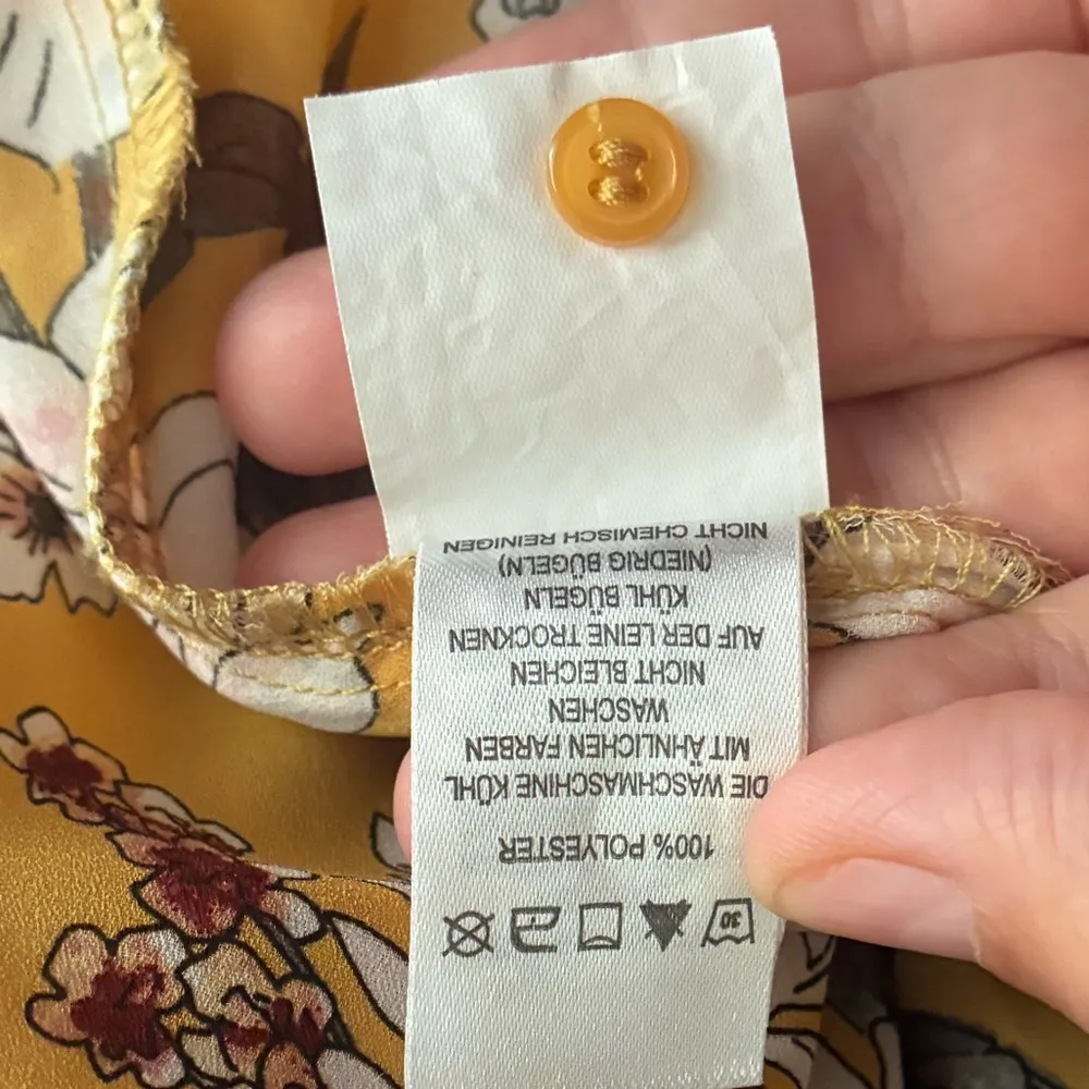 💥Dalia Yellow Floral Asymmetrical Sleeveless Tank Top M Gold Size M - Image 11