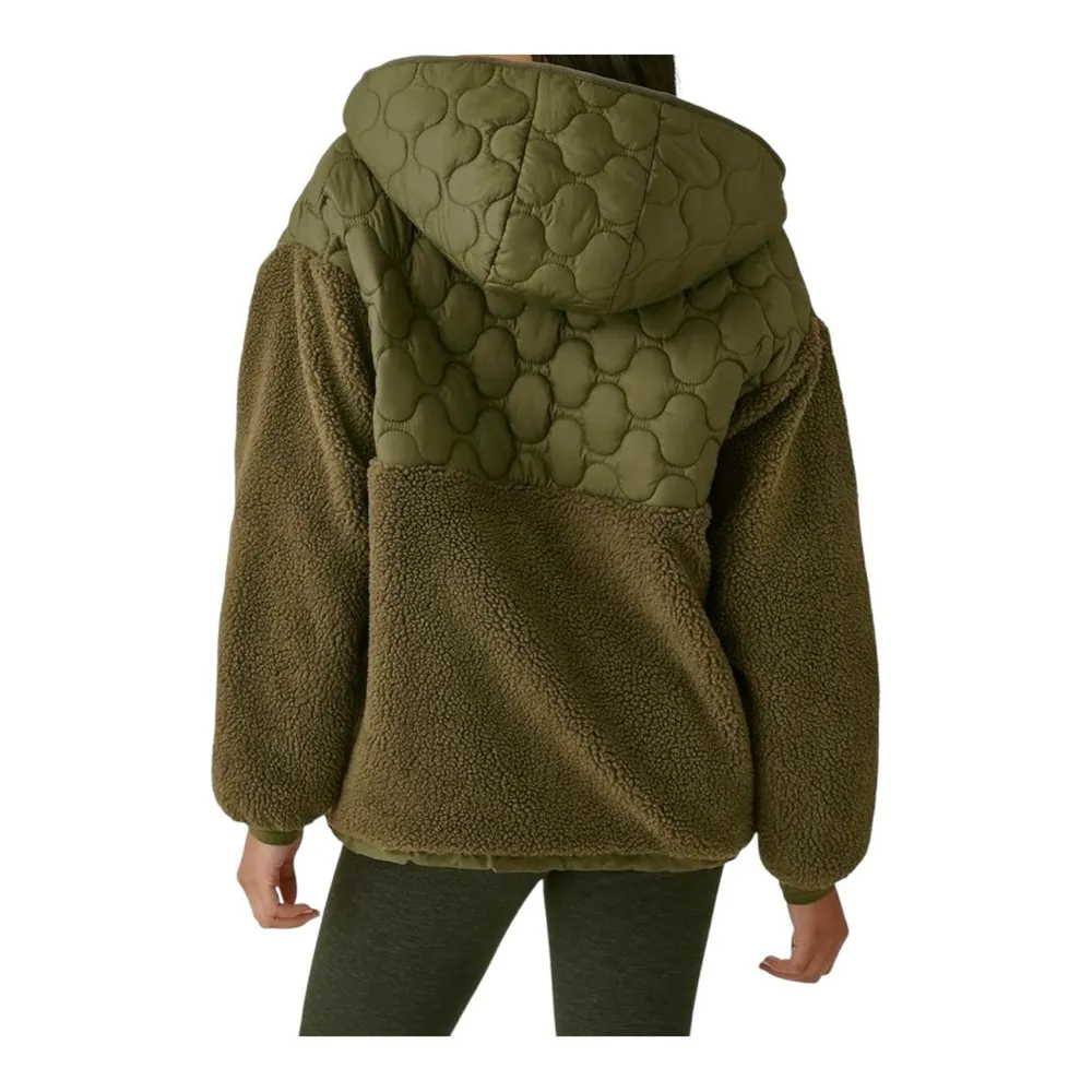 New BASS OUTDOOR Women's Hooded Sherpa Soft Jacket Military Green Medium - Image 2
