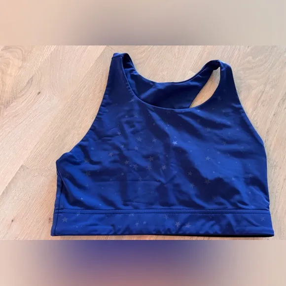 Terez Foil Medium Impact Printed Sports Bra blue stars size medium - Image 1