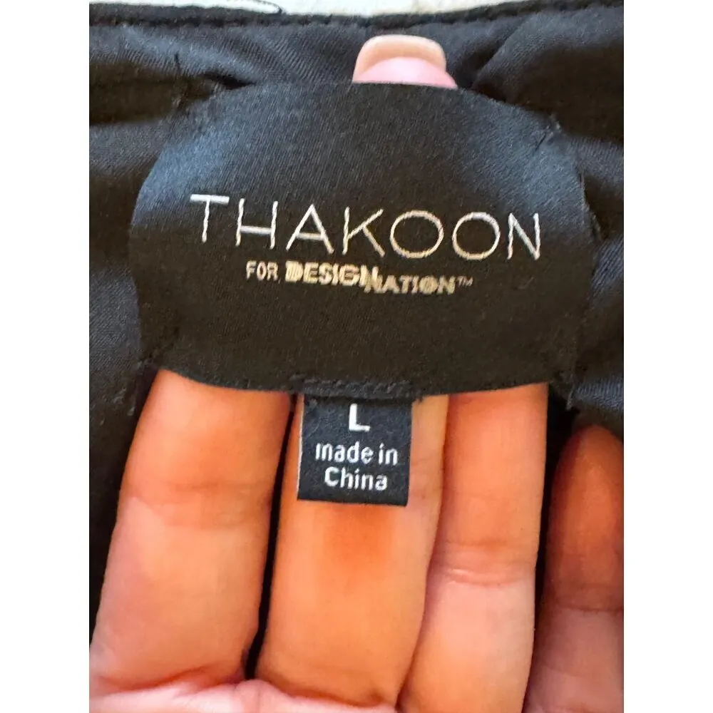 Thakoon Design Nation Vest Women Large Ivory Black Plaid Notch Lapel Open‎ Long - Image 10