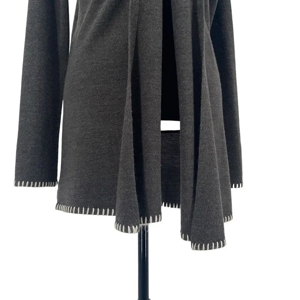 COLOURWORKS Henrieta Contrast Whipstitch Trim Cardigan Open Longline Waterfall S Gray - Image 4