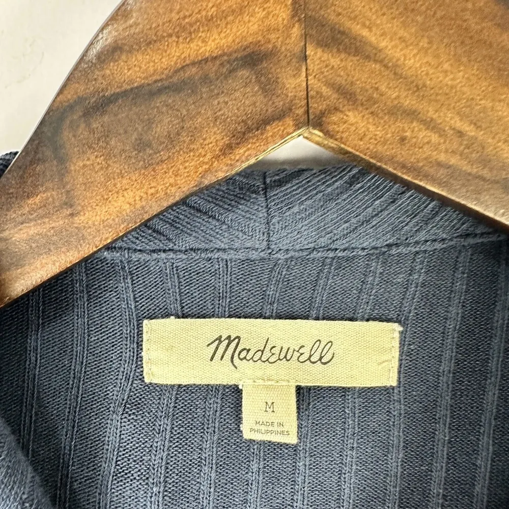 Madewell Button Front Midi Dress Women M Ribbed Knit Minimalist Work Chic Preppy - Image 2