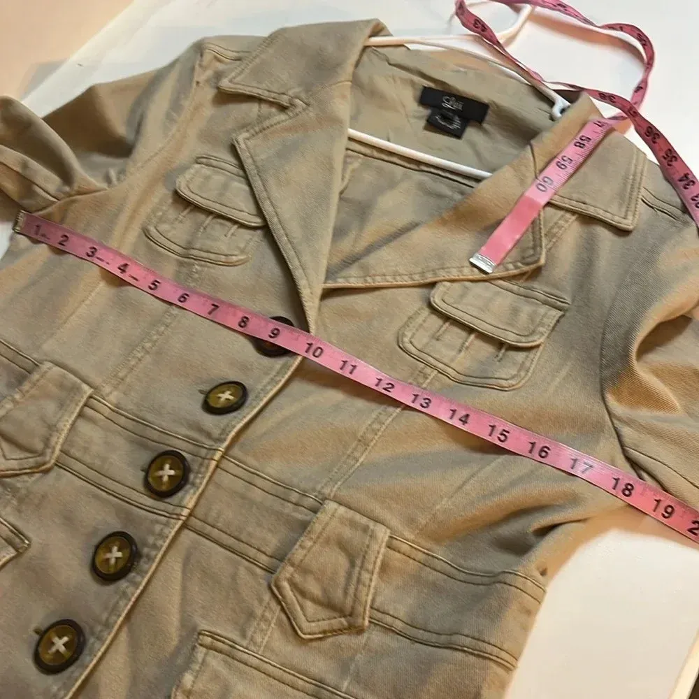 Luii jacket medium neutral jacket denim feel cotton blend cute buttons pockets Tan - Image 4