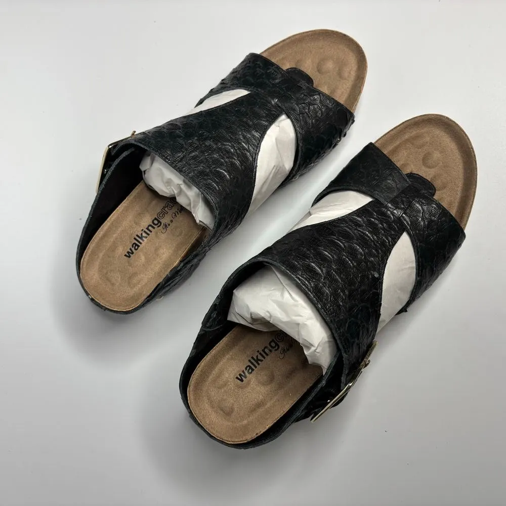 Walking Cradles Thea Leather Wedge Sandal in Black Snake Print Leather Size 8 - Image 8