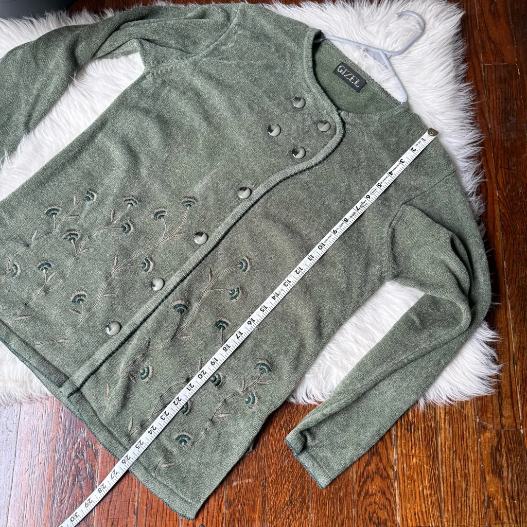 Y2K Grandma Core Embellished Sweater Vintage Inspired Cozy Knit Green Size undefined - Image 9
