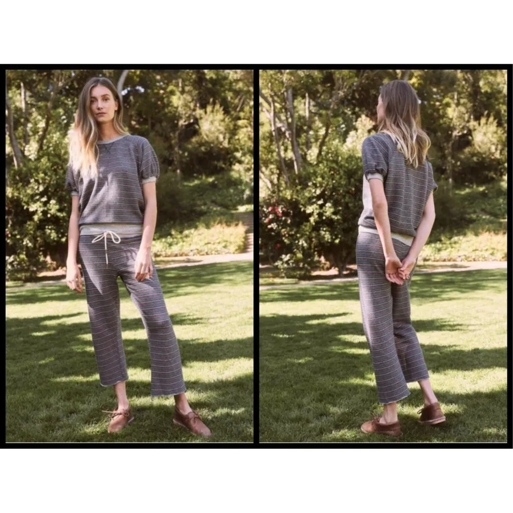 💕THE GREAT💕 Puff Sleeve Sweatshirt + Wide Leg Cropped Sweatpant Large L NWT - Image 3