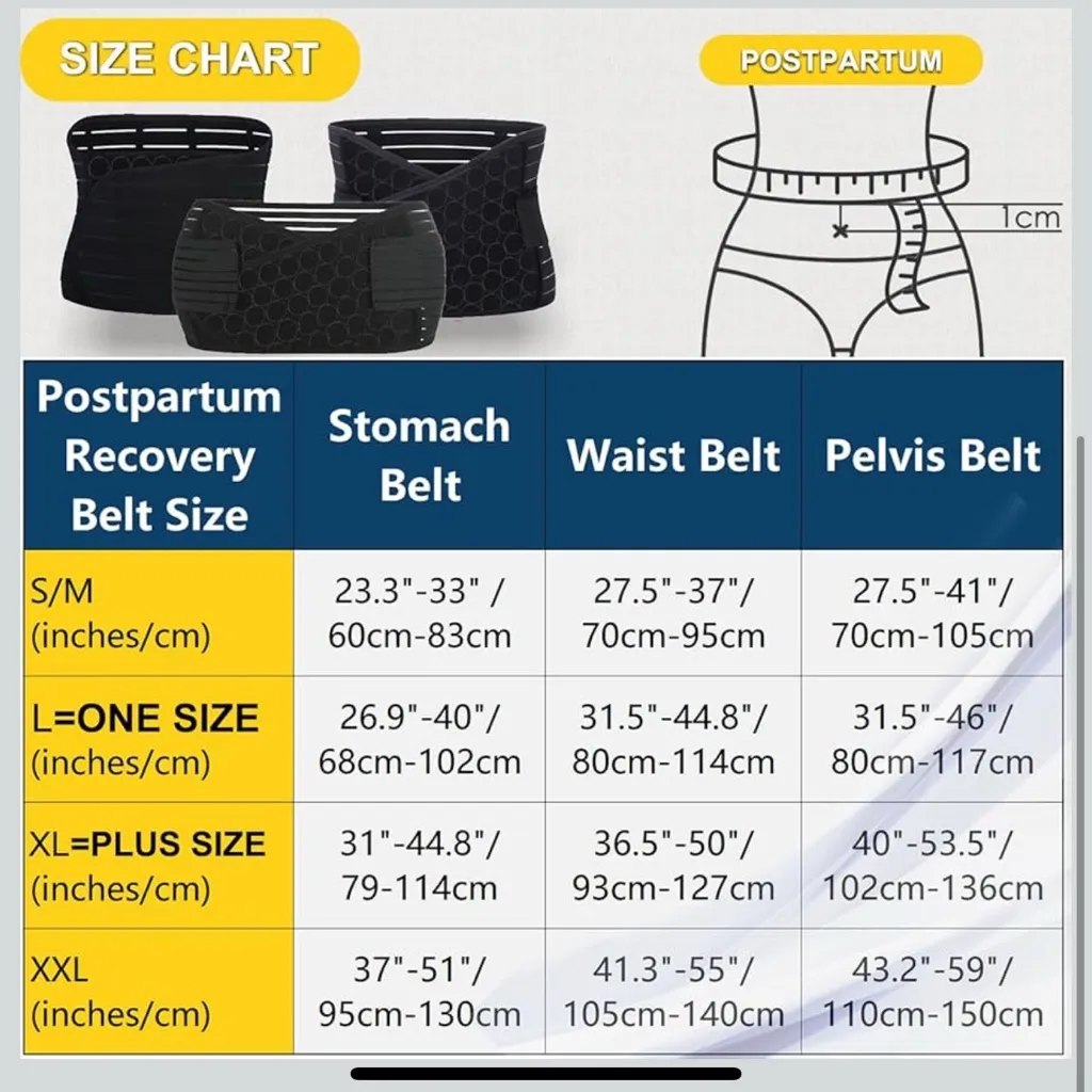 3 in 1 Postpartum Belly Wrap Recovery Belly/Waist/Pelvis Belt Black Band Size L - Image 5