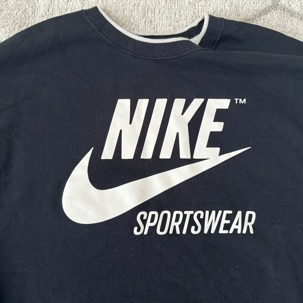 Vintage Oversized Nike Sportswear Black/White Crewneck Sweatshirt Iconic Swoosh - Image 4