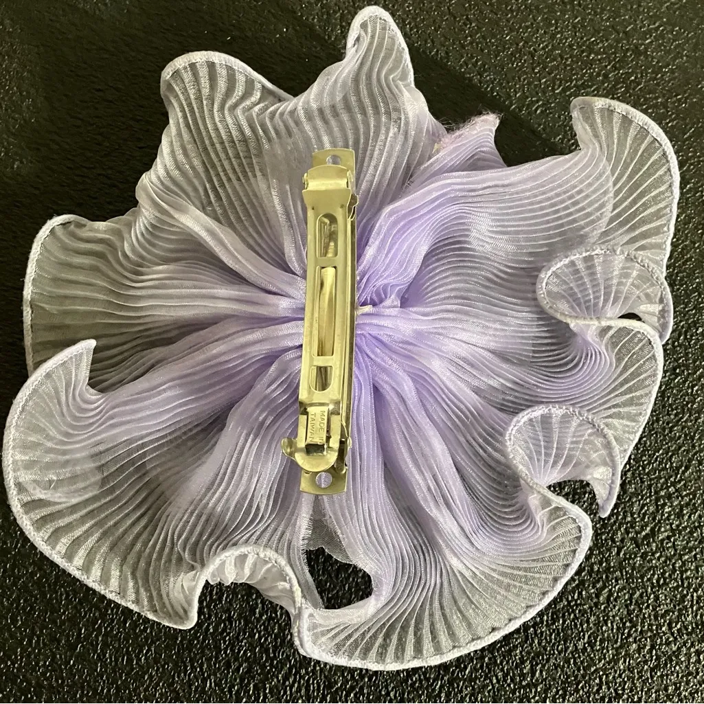 Vintage 90s Big Silky Hair Bow Barrette Clip Ribbon Goodys Oversized White - Image 3