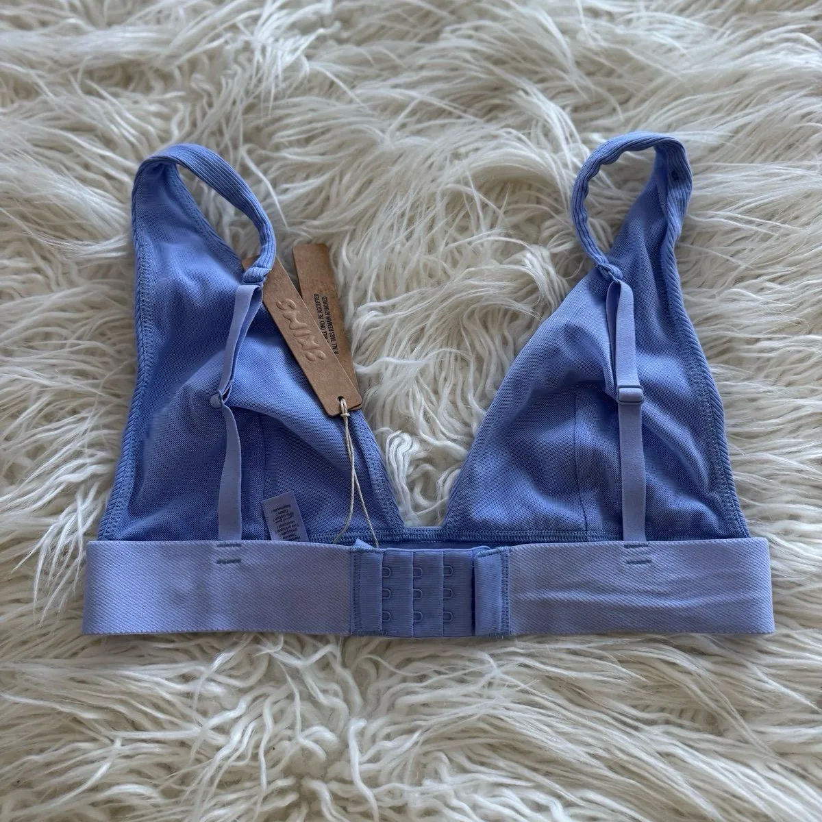 Skims Cotton Rib Plunge Bralette Blue Violet Size Small - Image 5