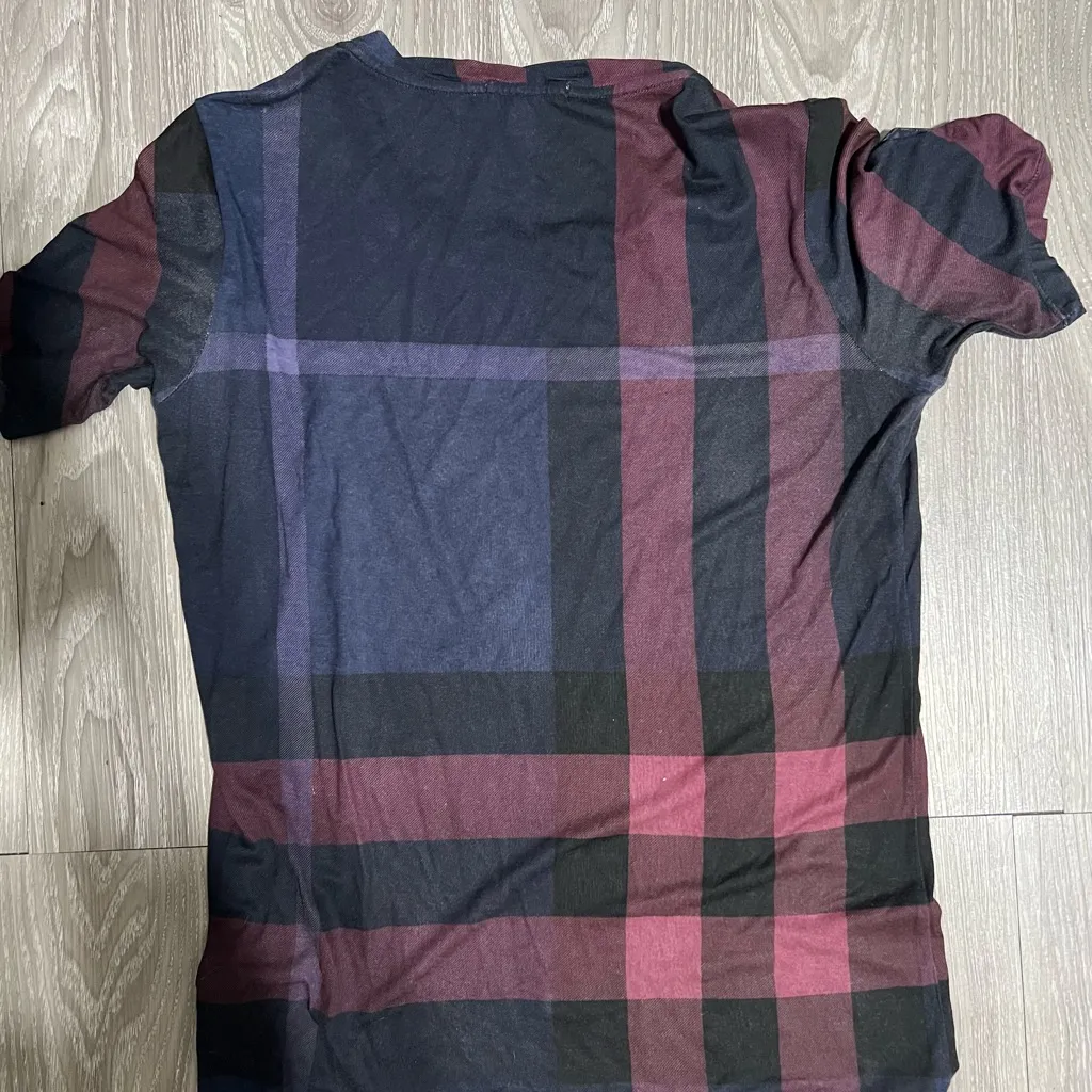 Burberry Brit Burgundy and Navy Plaid Top - Image 2