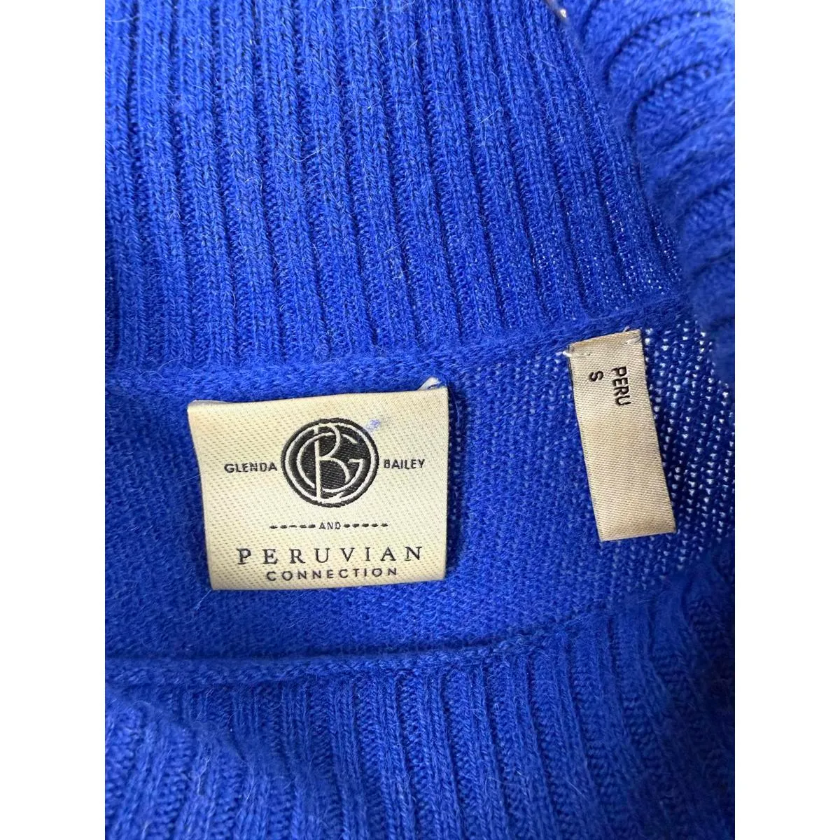 Peruvian Connection 100% Alpaca Blue Turtleneck Sweater Tunic - Size - Small - Image 5