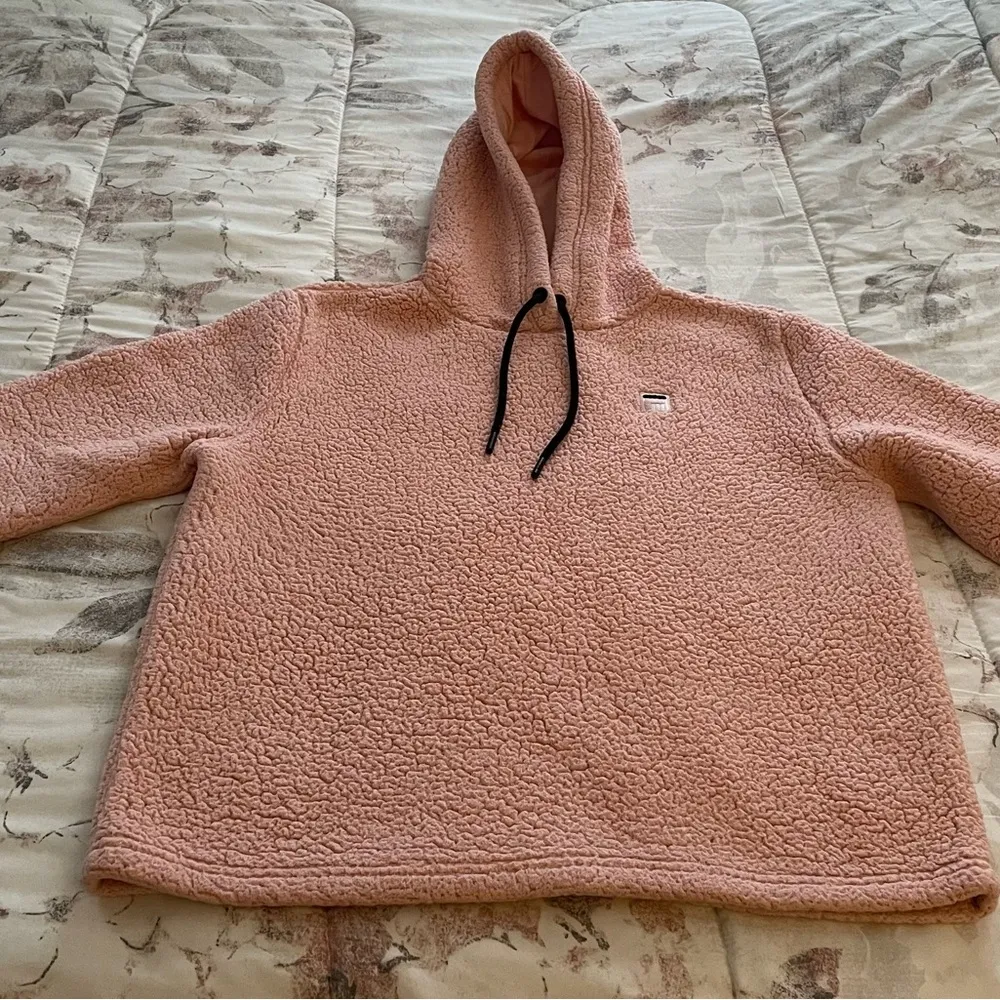 Fila Josephine pink Sherpa hoodie cropped embroidered logo jacket, size M - Image 13