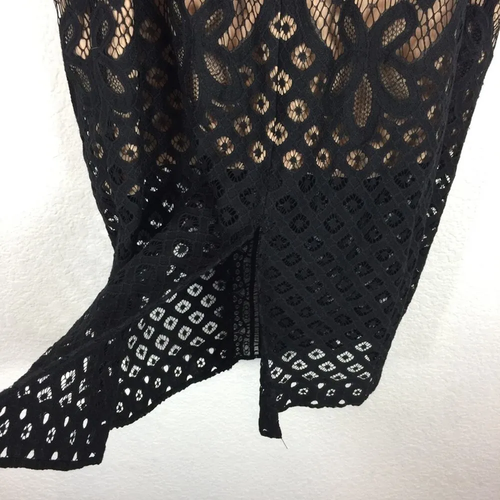 Keepsake The Label Bridges Lace Overlay Low Back Midi Cocktail Dress Medium Black - Image 11
