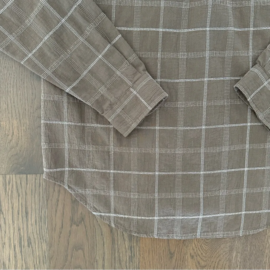 Current/Elliott The Boyfriend Plaid Embroidered Button Shirt Brown White 1 / S - Image 9