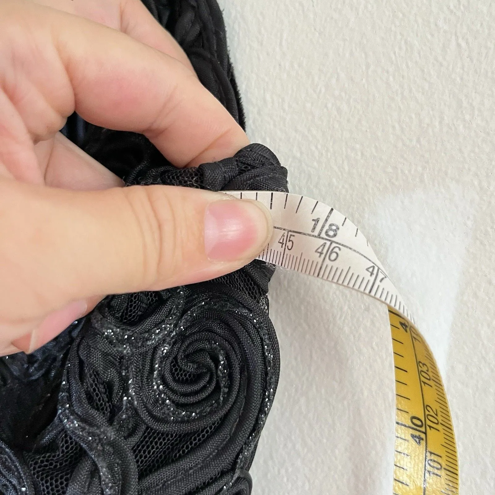 VTG Pia Y2K 90s Black Velvet Dress Spaghetti Strap Formal Gown Goth Foral Embri Size undefined - Image 6