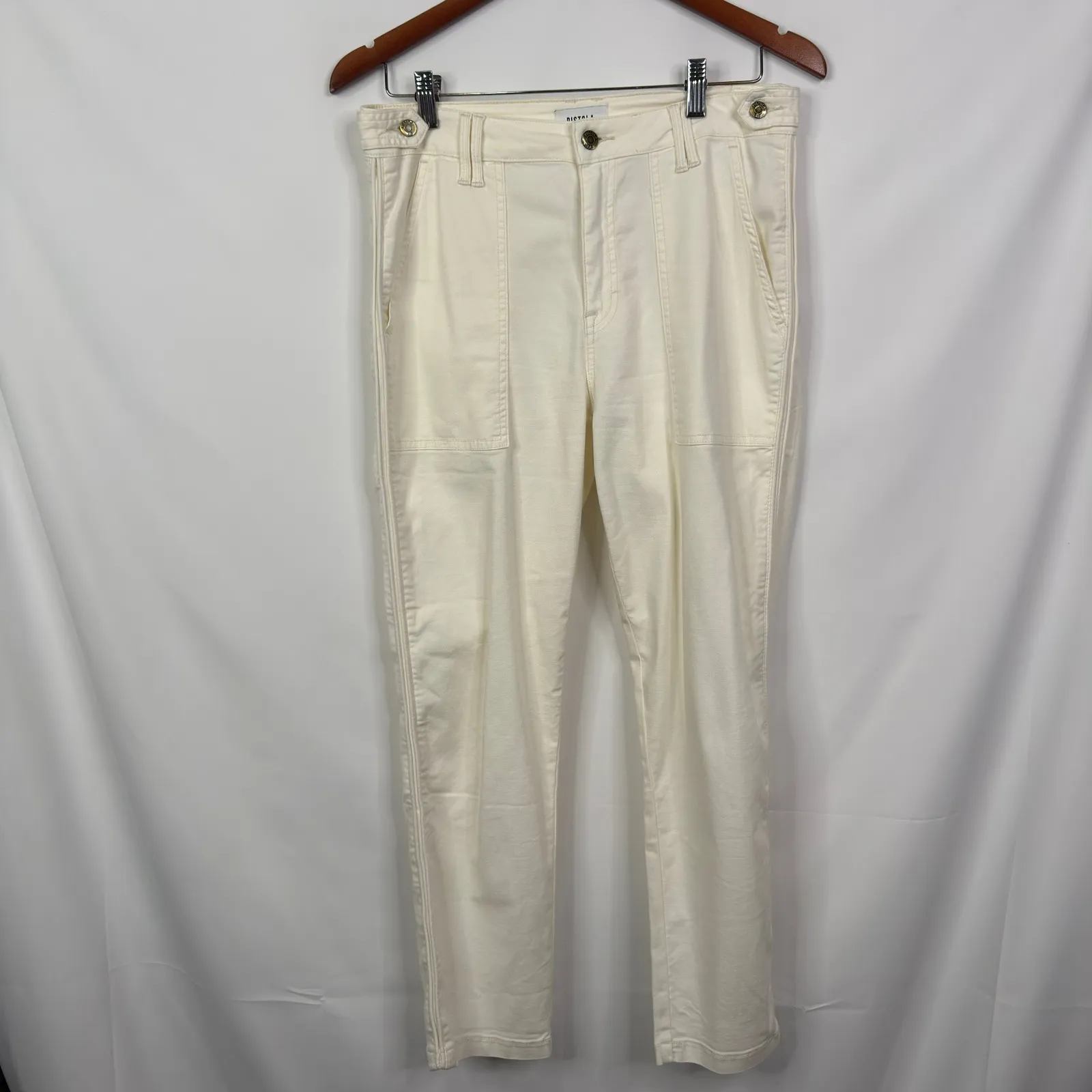 Pistola Women's Cream Utility Crop High Rise Pants Size 29 Cotton Blend - Image 2