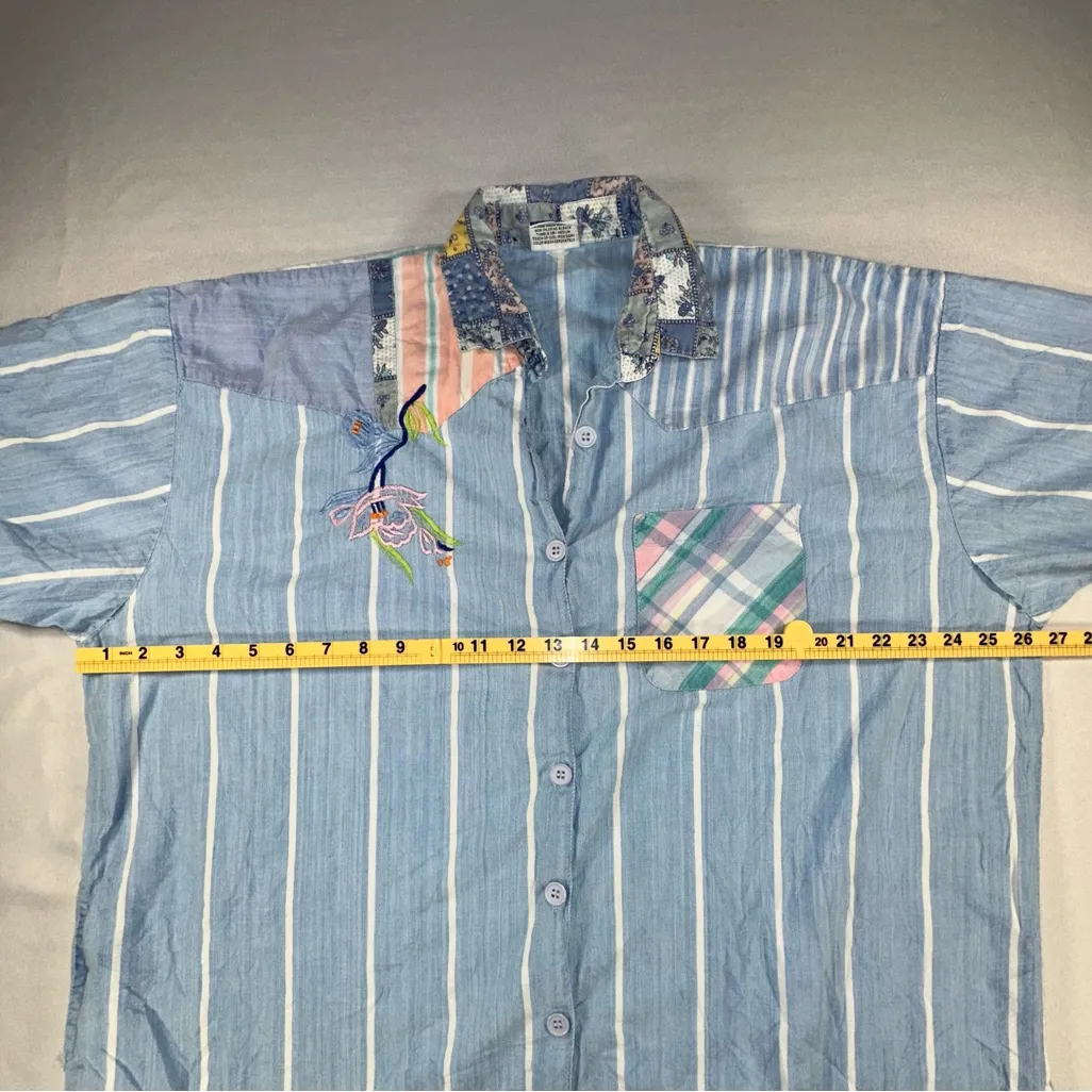 Vintage Patchwork Dress Made In Pakistan Chandni Cotton, One Size Fits All Blue - Image 9