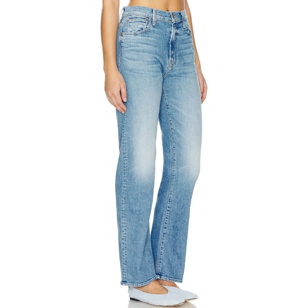 NWT Mother The Ditcher Zip Flood in Love On The Beat Slouchy Straight Jeans 32 Blue - Image 2