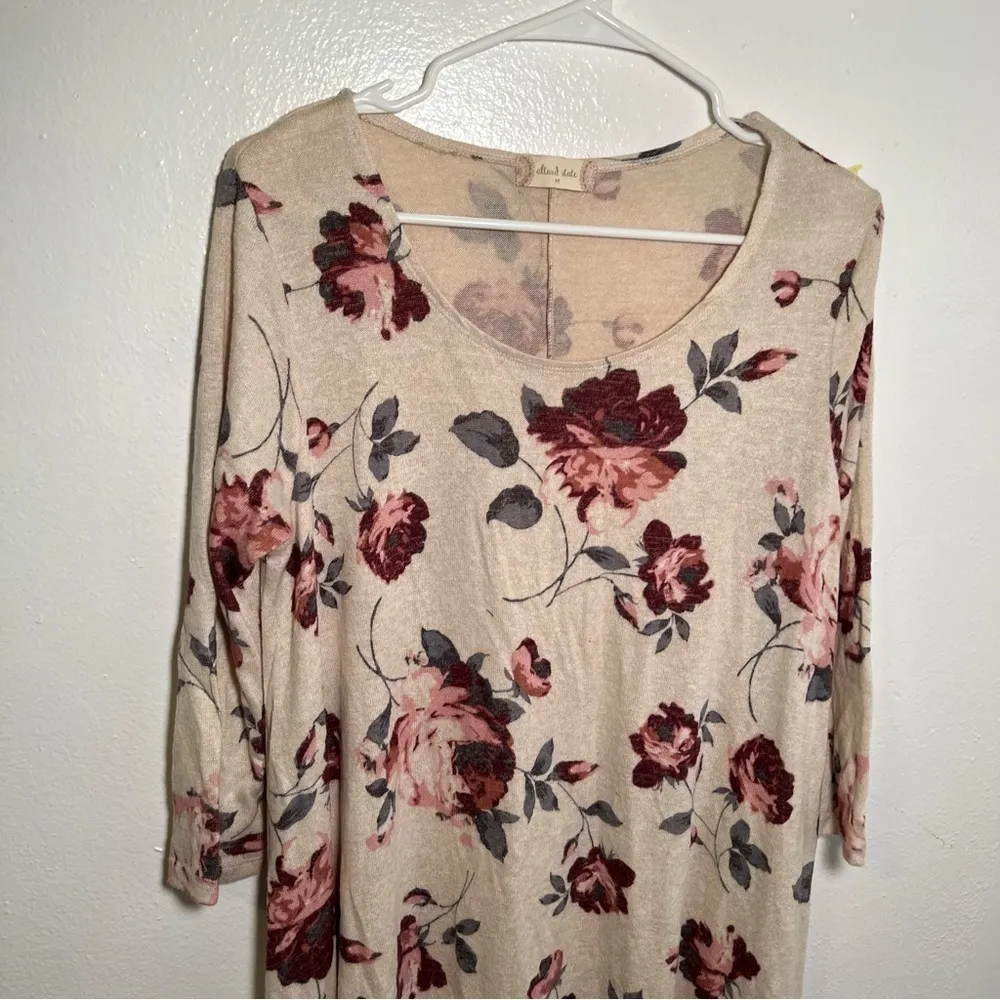 Altar’d State Knit Dress Beige Red Floral - Image 4