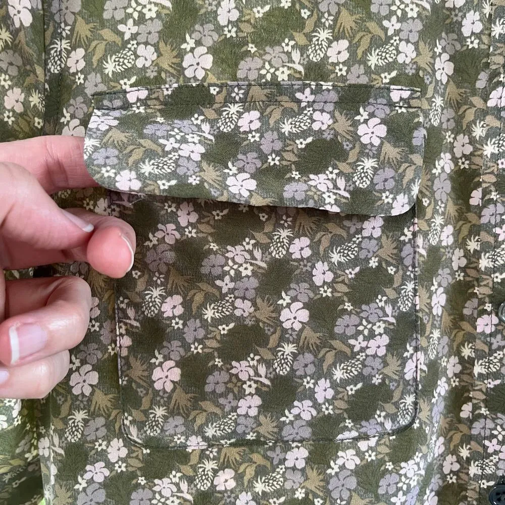 Equipment Women's Green Floral 100% Silk Shirt Dress Size M - Image 7