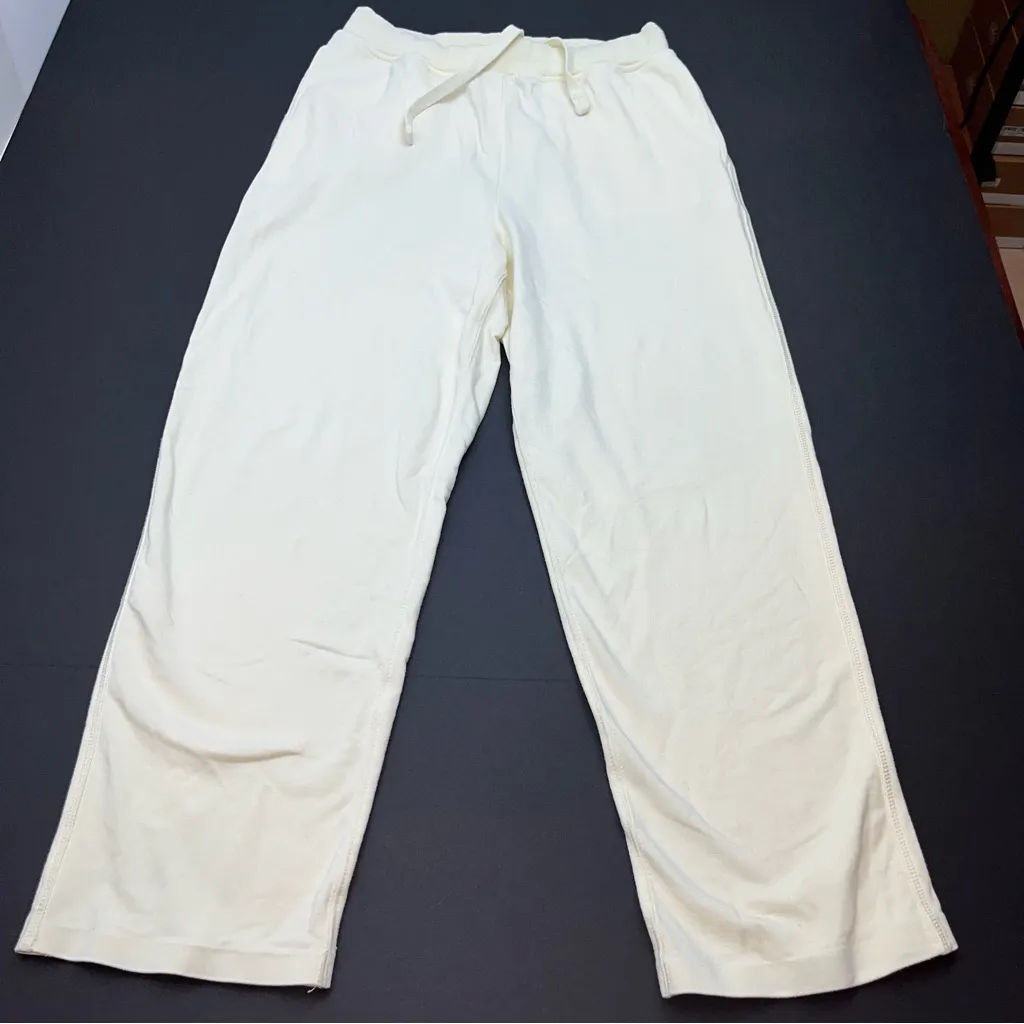 Varley Women SZ Small Cream Jersey Knit Pant Pull-On Drawstring Stretch *FLAWED - Image 1