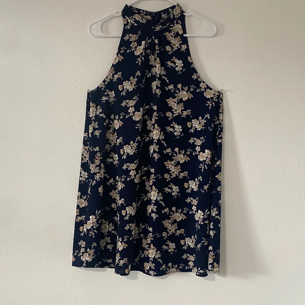Le Lis Navy Floral Mini Dress - Image 3