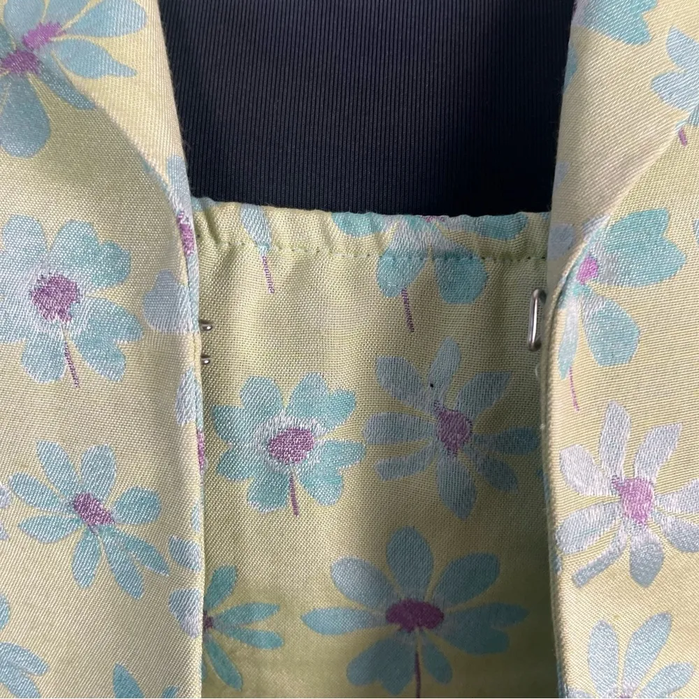 Vintage 90s Nanette Lepore two piece dress jacket green floral size 2 - Image 3