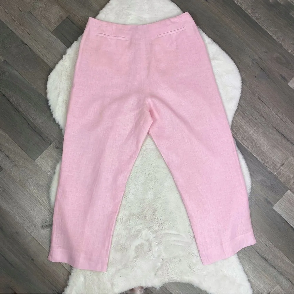 David‎ N Hanky Linen Crop Capri Pants Pink 10 Pink - Image 2
