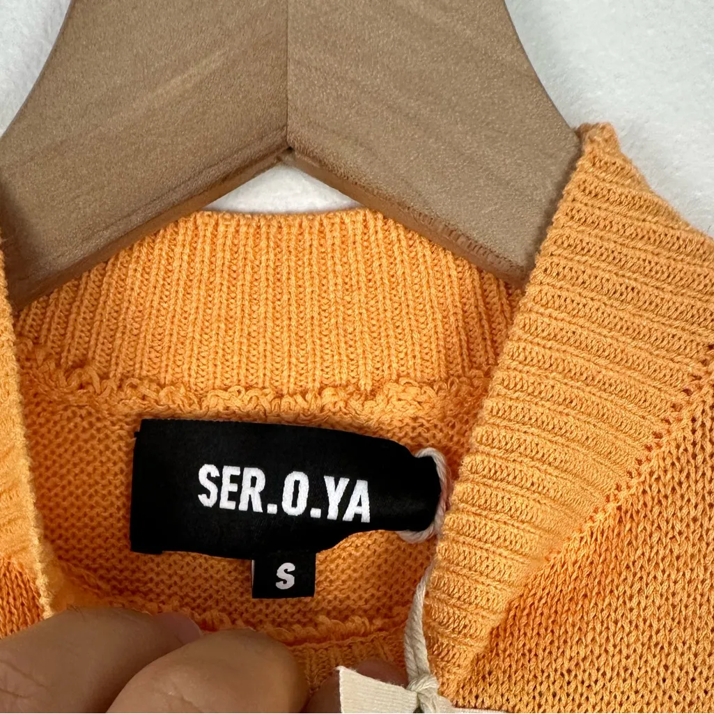 SER.O.YA Revolve Ginger Knit Mock Neck Date Night Mini Dress Women’s Sz S Gold - Image 8