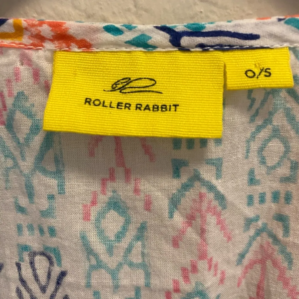 Roller Rabbit Embroidered Multicolor V-Neck Caftan With Tassel Design. One Size - Image 6