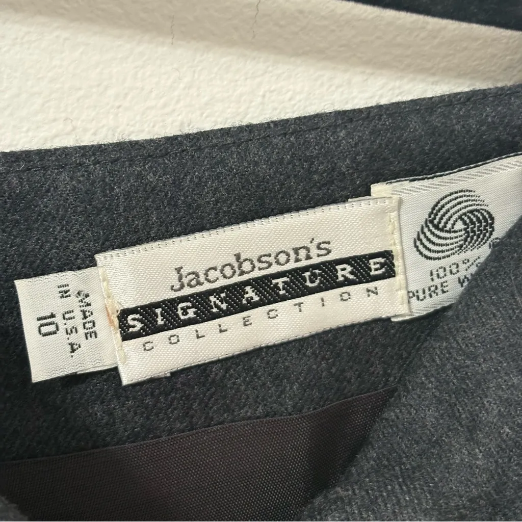 Vintage Jacobson’s Signature 100% Wool Gray Button Front Skirt Sz 10 - Image 4