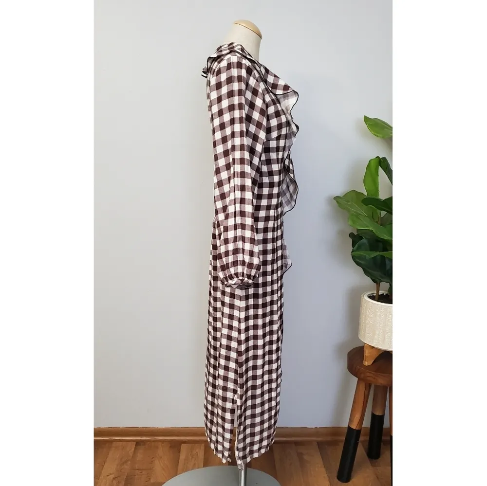 Marysia Ruffled gingham linen midi dress White Size XS - Image 7