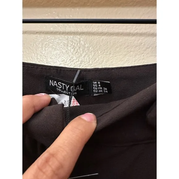 NWT Nasty Gal Buttoned‎ Top Trouser Chocolate Brown Size US 4 - Image 9