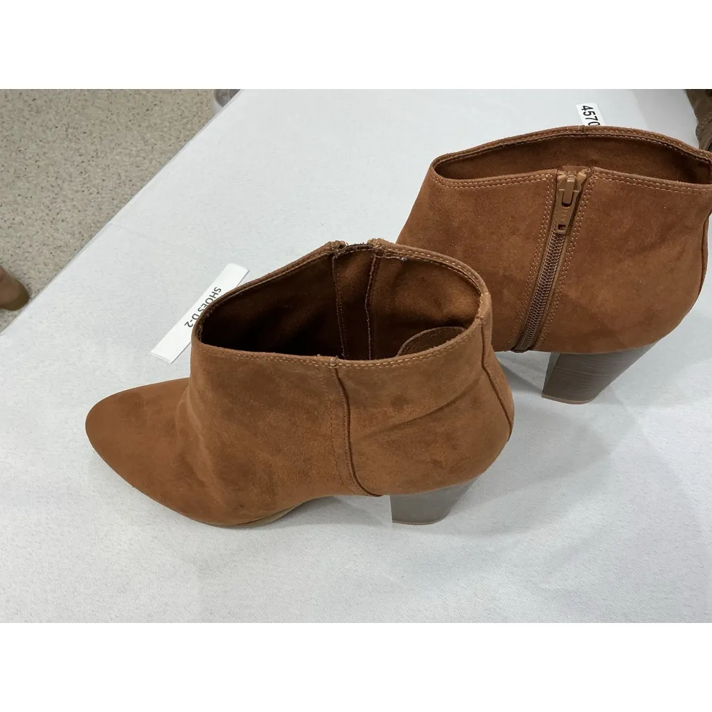 Womans Old Navy Ankle Boots 10 Rust Side Zip Block Heel Pointed Toe - Image 3