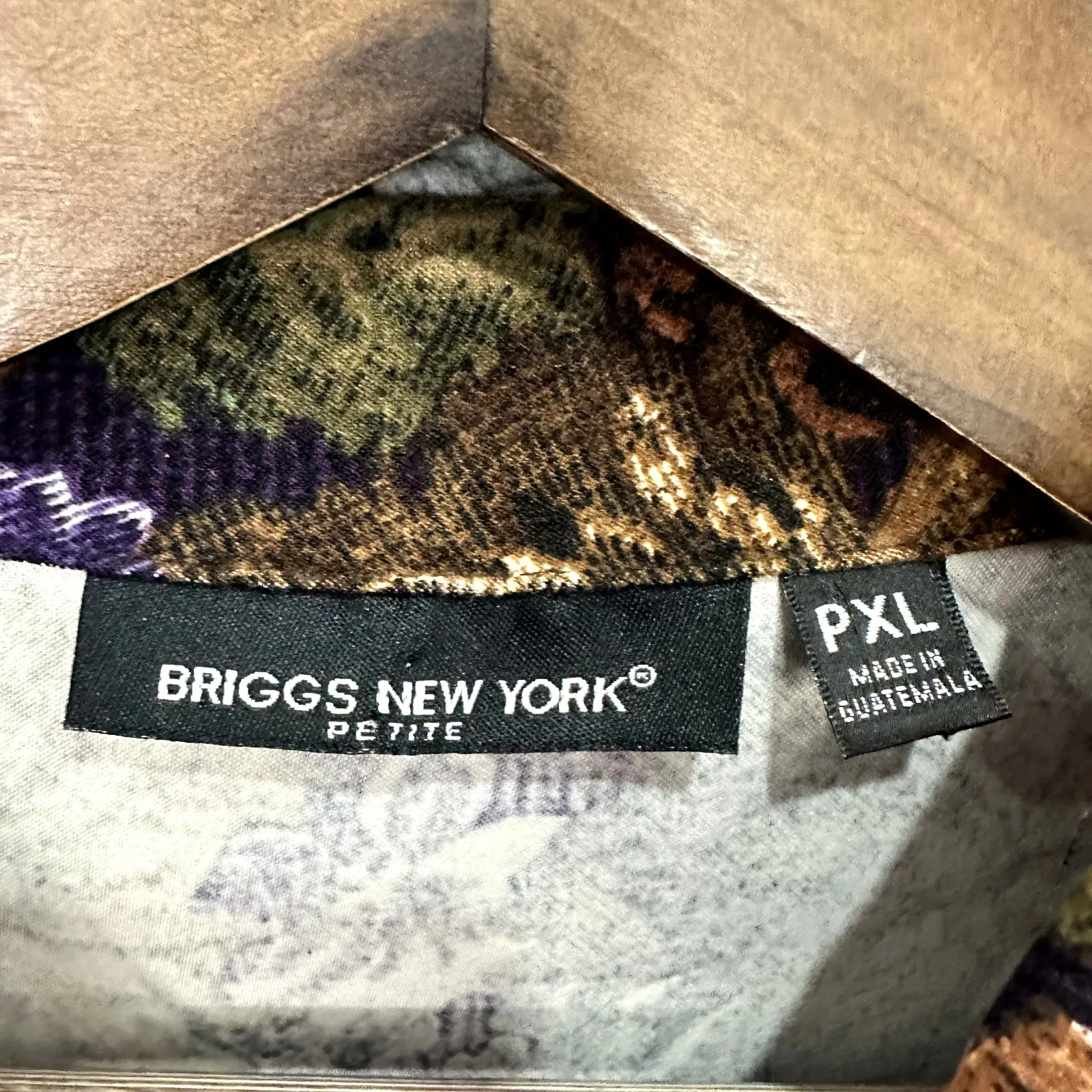 Briggs New York Blouse Womens PXL Floral Corduroy Button Up Dark‎ Academia Retro Purple Size undefined - Image 2