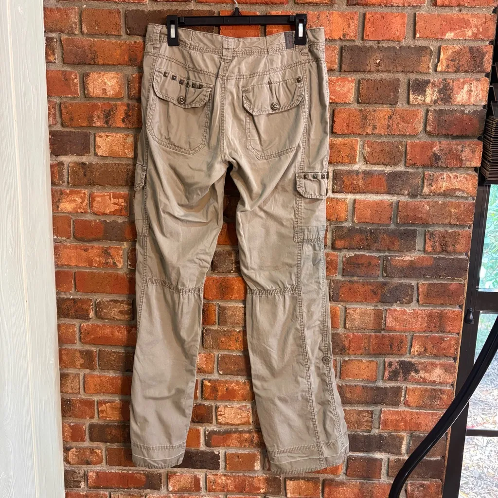 Union Bay womens vintage y2k grunge studded cargo pants tan 13 - Image 6