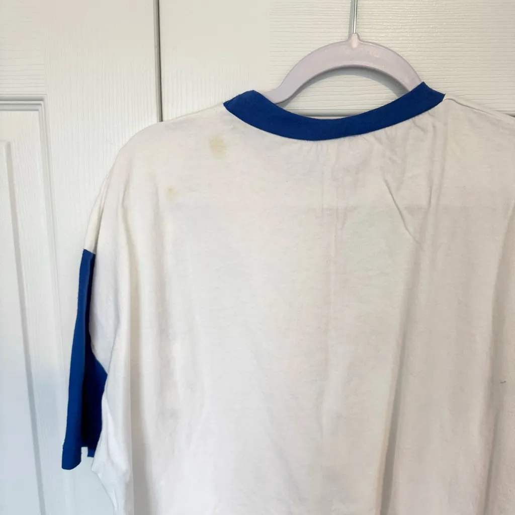 Vintage 1970s Michael Vollbrach Fish & Coral Graphic Tee OSFM Blue Size L - Image 10