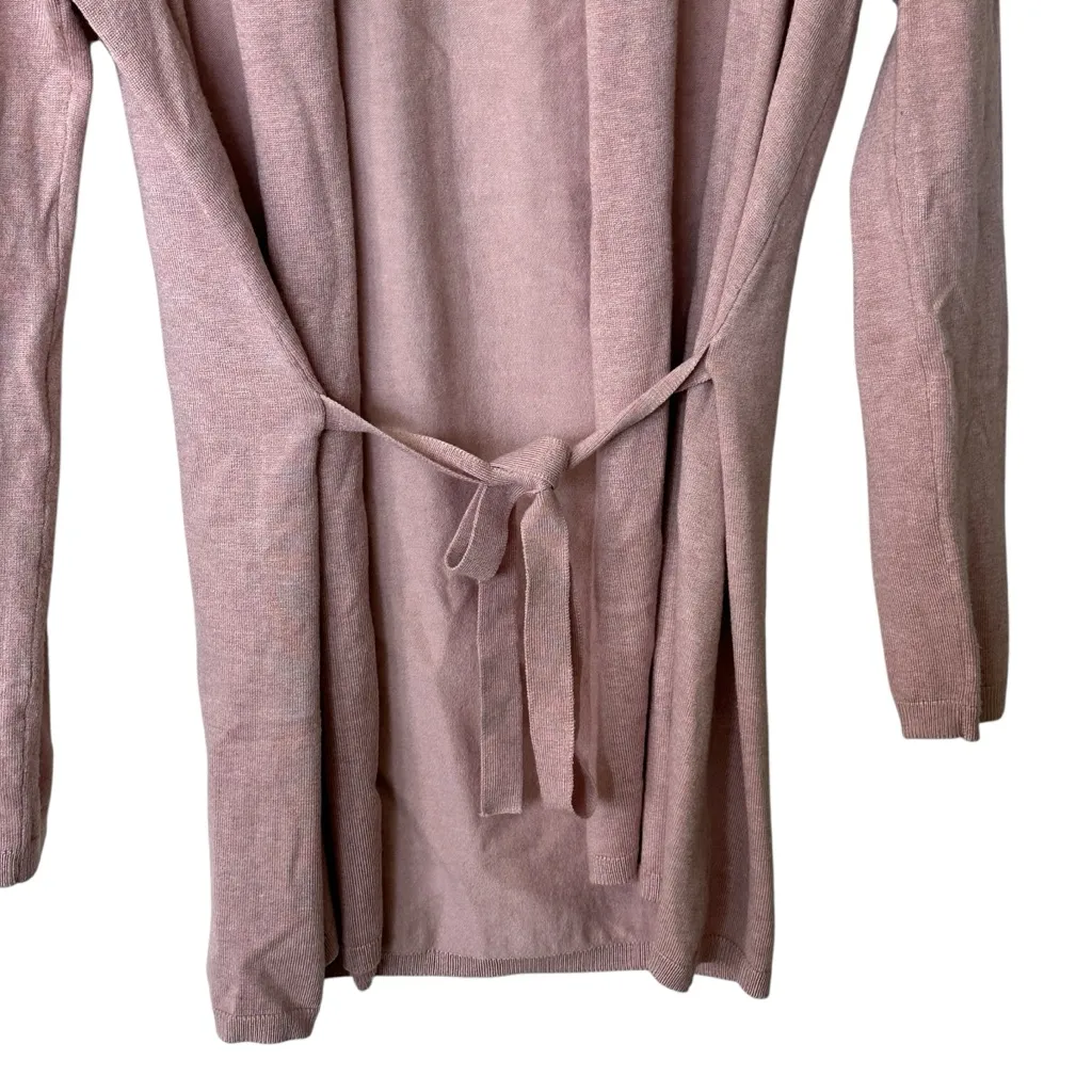 Zara Knit Belted Open Cardigan with Rolled Collar pink S - Image 5