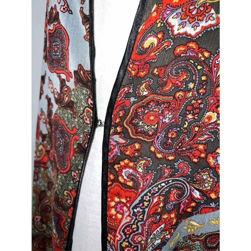 AMERICAN GLAMOUR BADGLEY MISCHKA Women’s Paisley Cardigan LARGE - Image 3