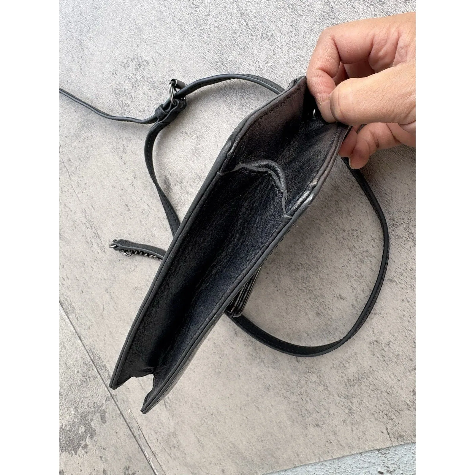 Rebecca Minkoff Chain crossbody Molly Black Envelope Leather Bag Clutch - Image 8