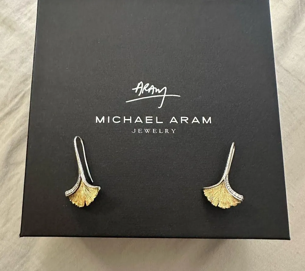 🆕 MICHAEL ARAM Butterfly Ginkgo Leaf Drop Earrings with Diamonds - Image 5