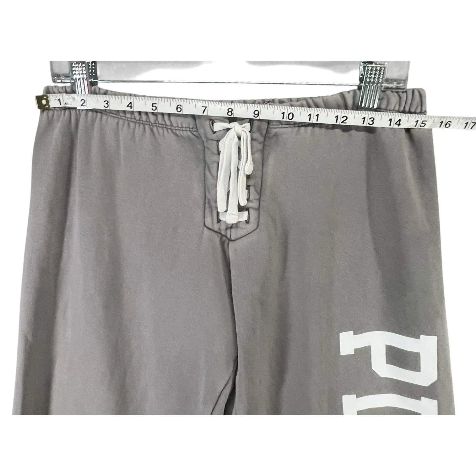 Victorias Secret Pink Jogger Sweatpants S Gray Logo Lounge Sporty Casual Y2K - Image 5