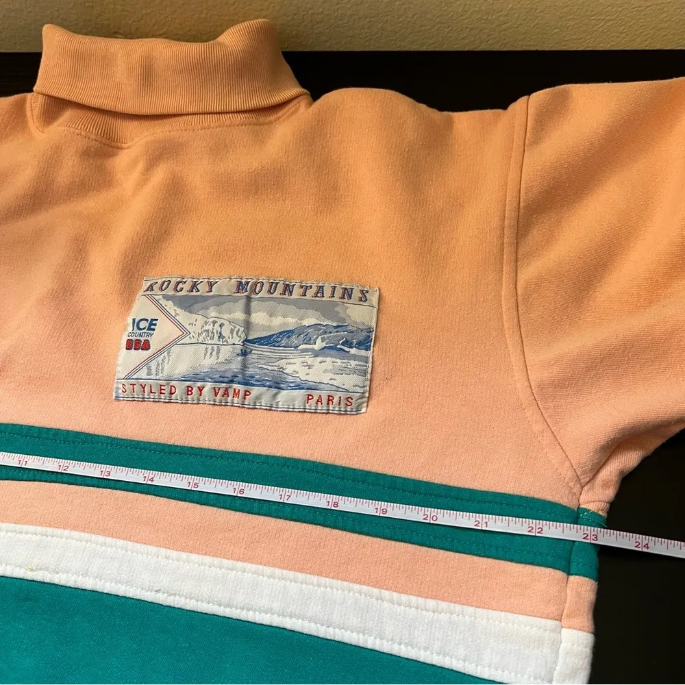 Vintage Rocky Mountains Peach Teal Turtleneck Sweatshirt Styled by Vamp - Image 10