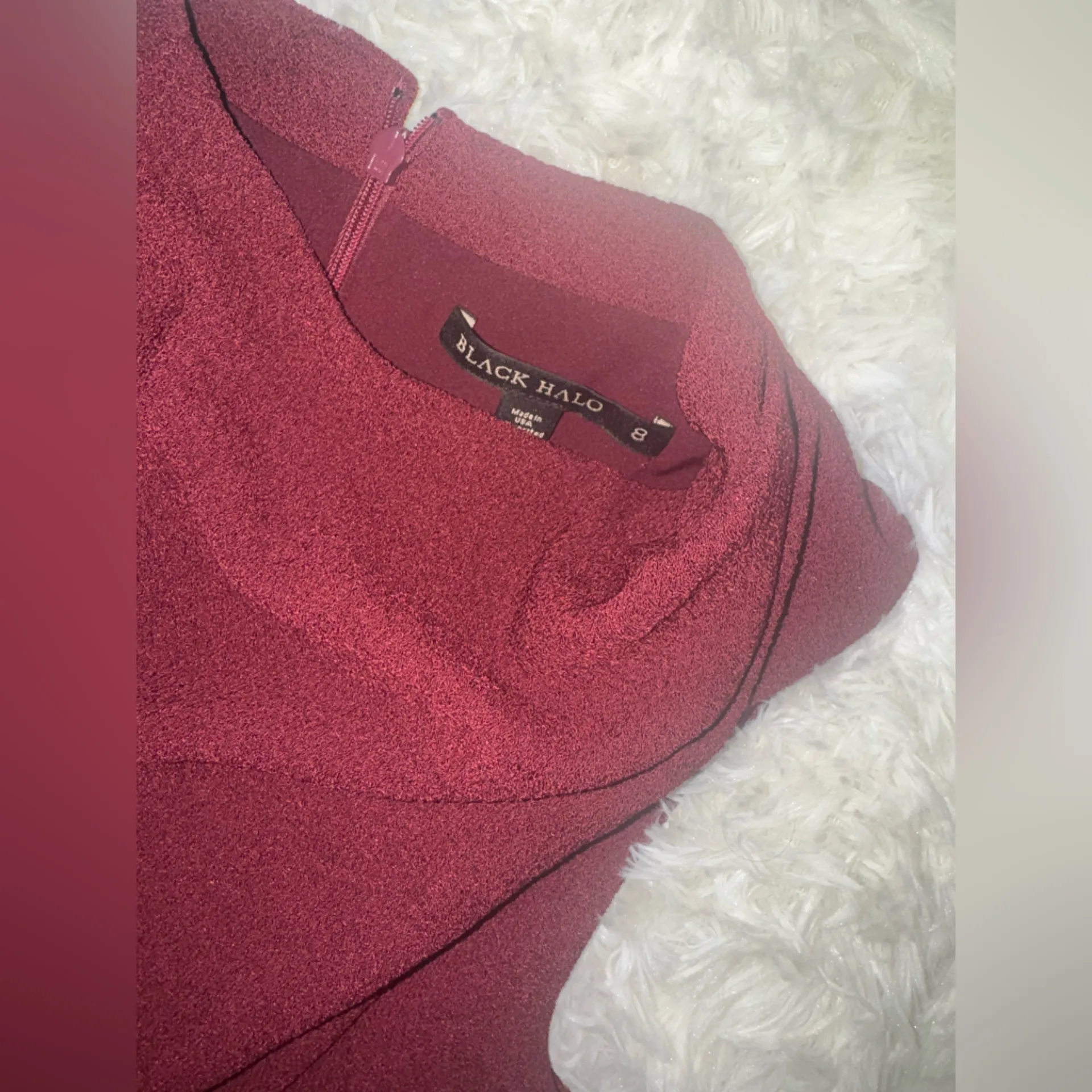 NWOT NEW Black Halo Corinne Sleeveless Flared-Leg Heroine burgundy Jumpsuit sz 8 - Image 5