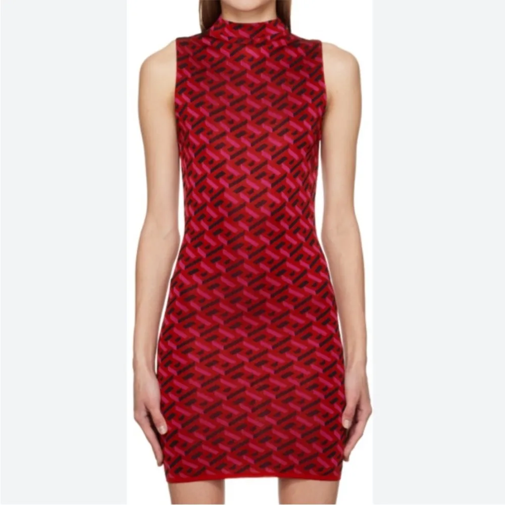 Like New VERSACE La Greca Jacquard Mini Dress
Parade Red Sz. XS Retail $1895.00 - Image 4