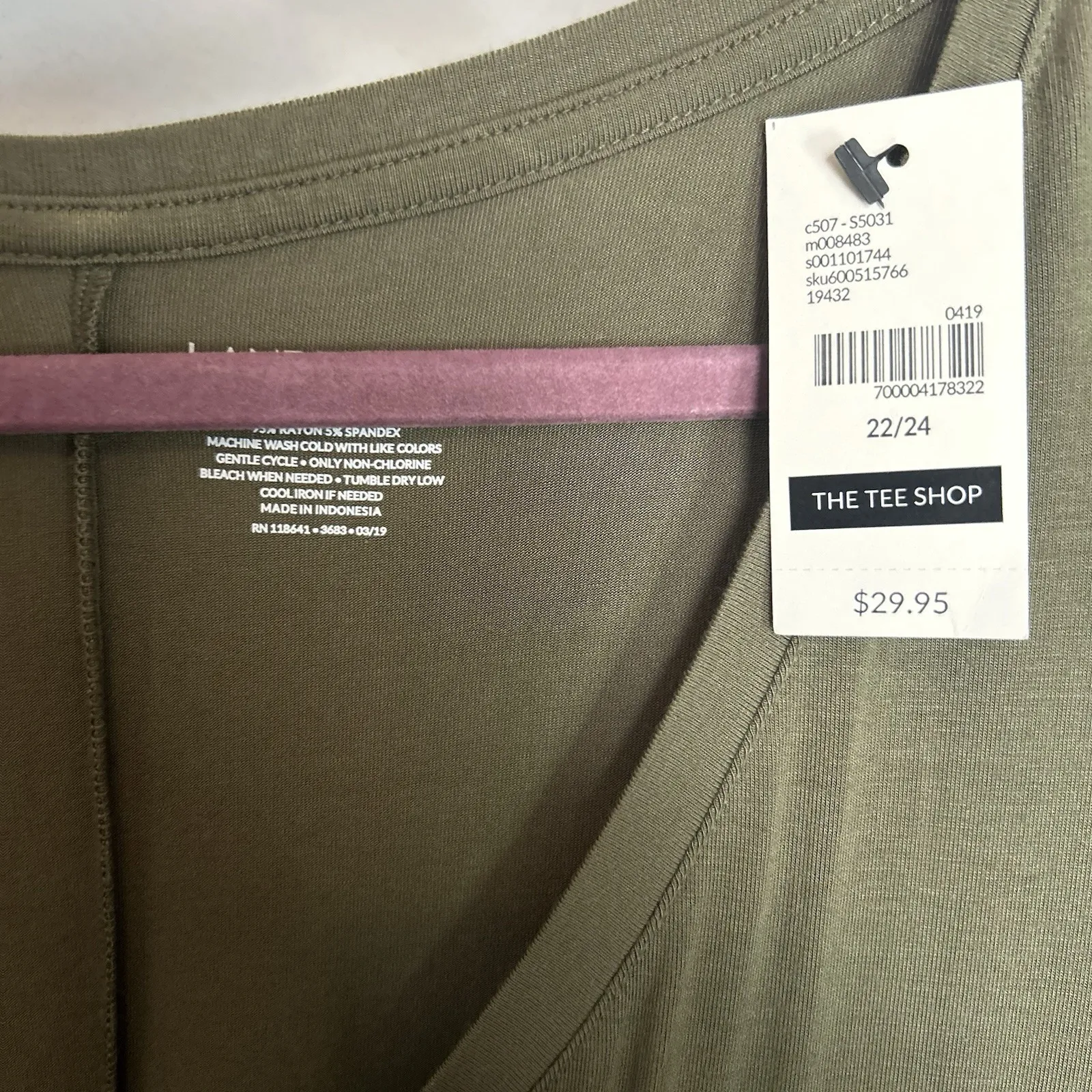 Lane Bryant Olive Green‎ V Neck Flowy Tee Shirt 22/24 Short Sleeve NWT - Image 7