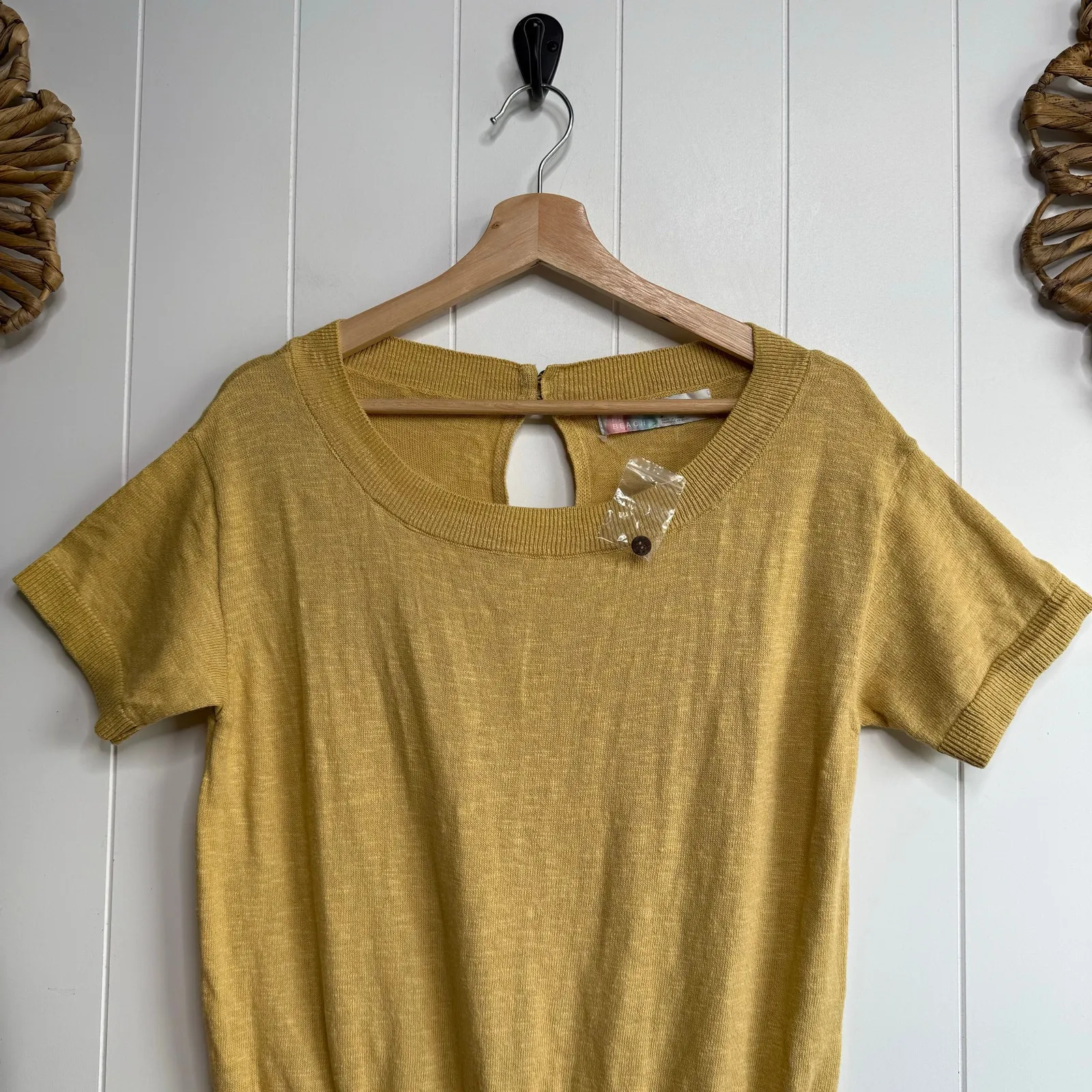 Free People romper knit cotton linen elastic waist boho summer stretchy Small - Image 3